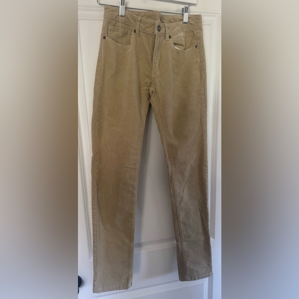 Patagonia Organic Cotton Corduroy Pants Women Size 28 Khaki Straight Leg‎ Casual